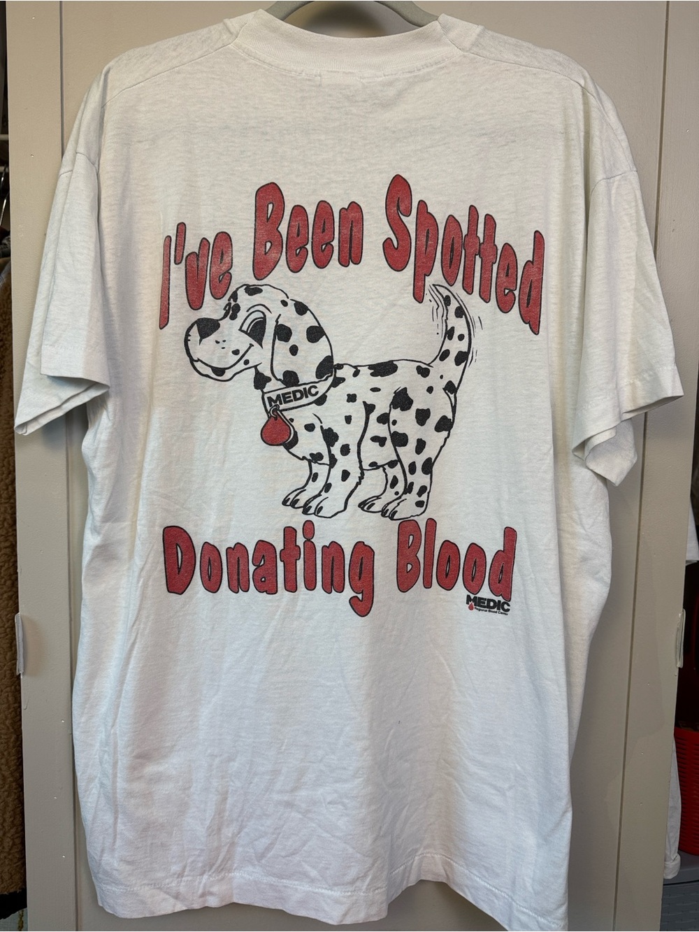 Throwback Unisex Medic Blood Drive Souvenir Tee with Dalmatian Graphic Size XL